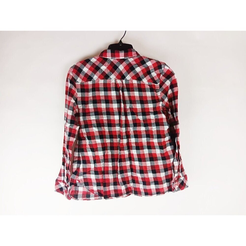 Talbots Button Up Shirt Women’s Size Mp Red Black White Buffalo Check w/Silver - Picture 2 of 10